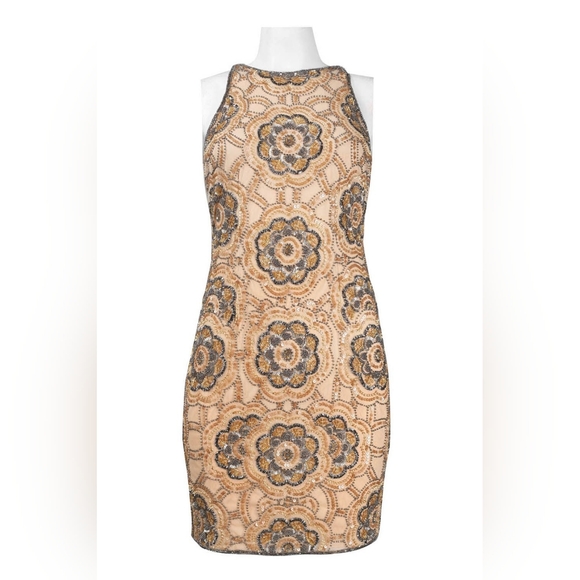 Adrianna Papell - Embellished Jewel Sheath Dress - Picture 4 of 5